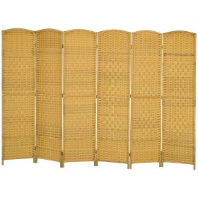 HOMCOM Folding Room Divider Screen 6 Panel 6' Tall Privacy Screen Freestanding Wood Partition for Home Office, Nature Wood
