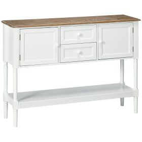 HOMCOM Retro White Console Table 2 Drawers Cabinets Vintage Sofa Table for Entryway Living Room Bedroom