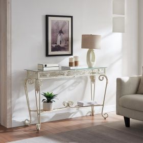 2-Tier Modern Tempered Glass Console Table,Entrance Table,Sofa Table with Storage Shelf,for Living Room,Entryway,Hallway,Metal Frame