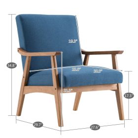 (67x72.5x82cm) Solid Wood Retro Simple Single Sofa Chair Backrest without Buckle Navy Blue
