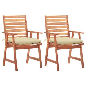 Patio Dining Chairs 2 pcs with Cushions Solid Acacia Wood