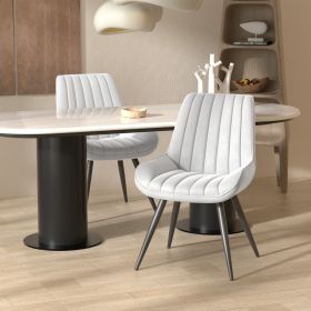 Modern Dining Chairs, Comfortable Dining Room Chairs with Thick Cushions, Fabric Upholstered Side Chairs with Metal Legs for Kitchen (Color: White, COUNT: 2 Set)