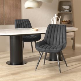 Modern Dining Chairs, Comfortable Dining Room Chairs with Thick Cushions, Fabric Upholstered Side Chairs with Metal Legs for Kitchen (Color: Black, COUNT: 2 Set)