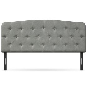 Full Size Faux Linen Upholstered Headboard with Adjustable Heights (Color: Light Gray)
