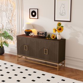 Retro Style Sideboard with Adjustable Shelves,Rectangular Metal Handles and Legs for Kitchen,Living room,and Dining Room (Color: Espresso, Material: MDF)